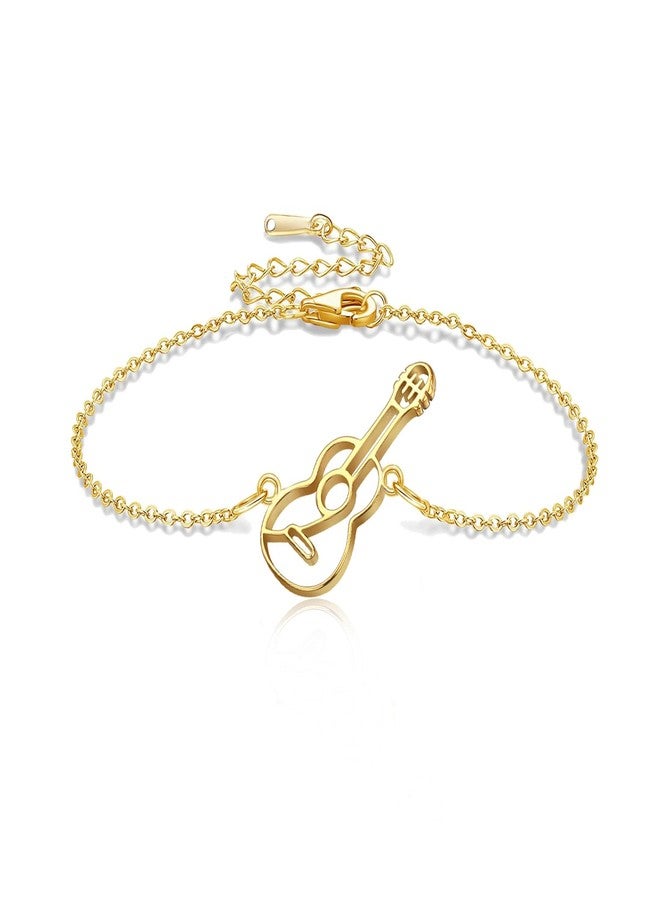 VASSAGO Music Bracelet for Women Men Adjustable Musical Note Bracelet Layered Guitar Bracelet Music Lover Jewelry Gift (gold bracelet) - Image 1
