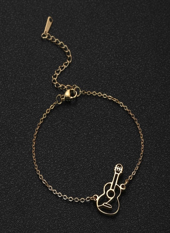 VASSAGO Music Bracelet for Women Men Adjustable Musical Note Bracelet Layered Guitar Bracelet Music Lover Jewelry Gift (gold bracelet) - Image 3