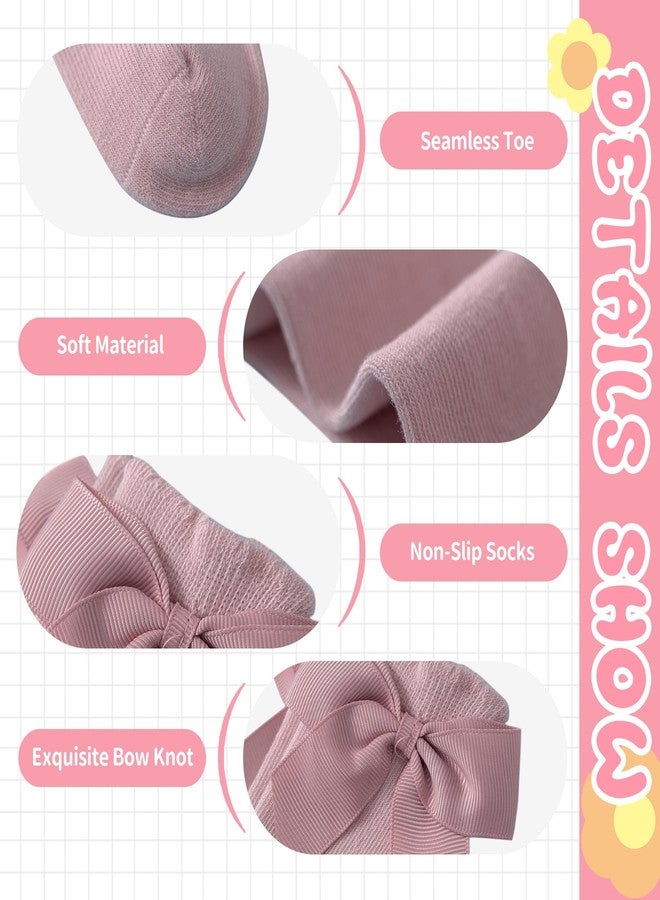 زاندو جوارب زاندو للأطفال الرضع تصل إلى الركبة مع فيونكة، جوارب طويلة تصل إلى الفخذ للأطفال الخدج وحديثي الولادة من عمر 0-6 أشهر، أبيض/وردي - Image 4