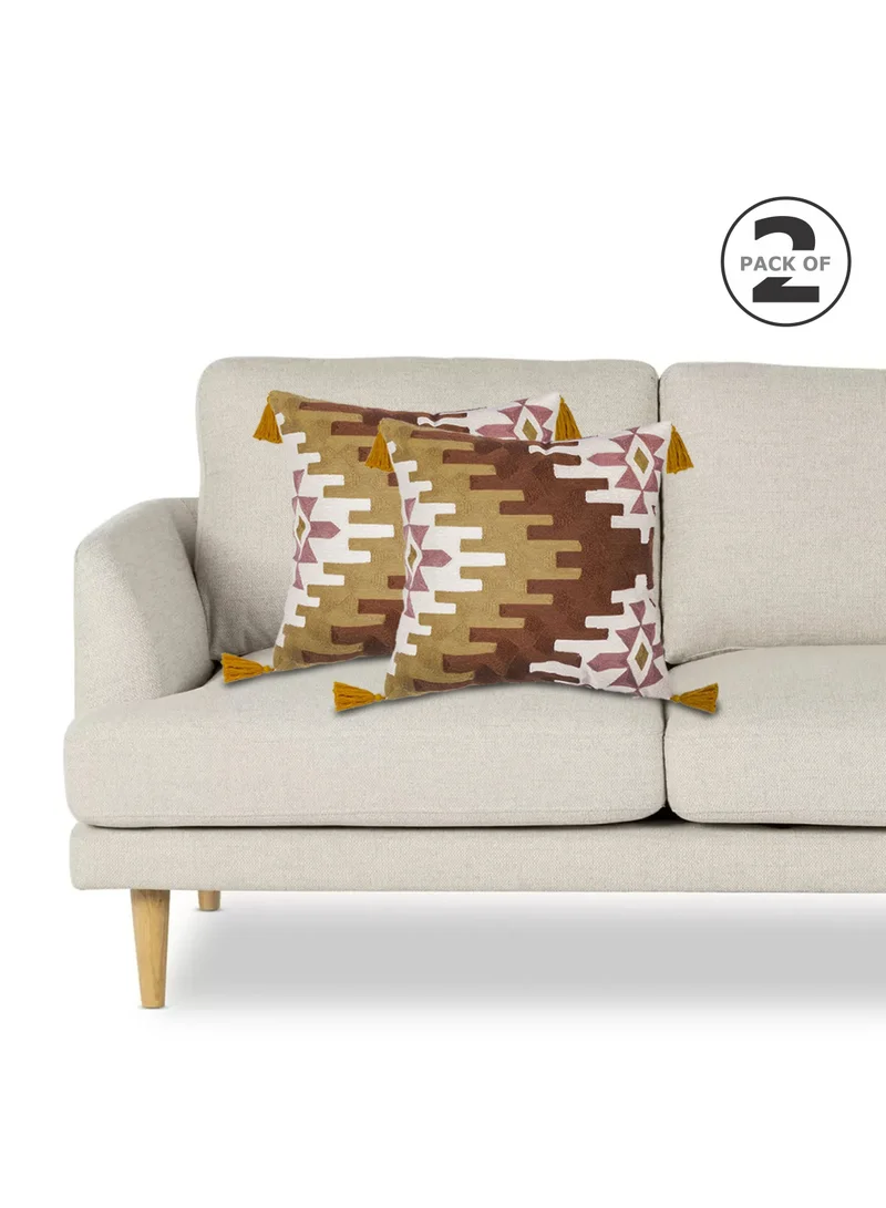 Donetella 2 Piece Embroidered Cushion cover (45x45 cm) without filler Multicolor