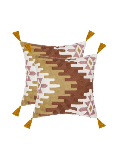 Donetella 2 Piece Embroidered Cushion cover (45x45 cm) without filler Multicolor