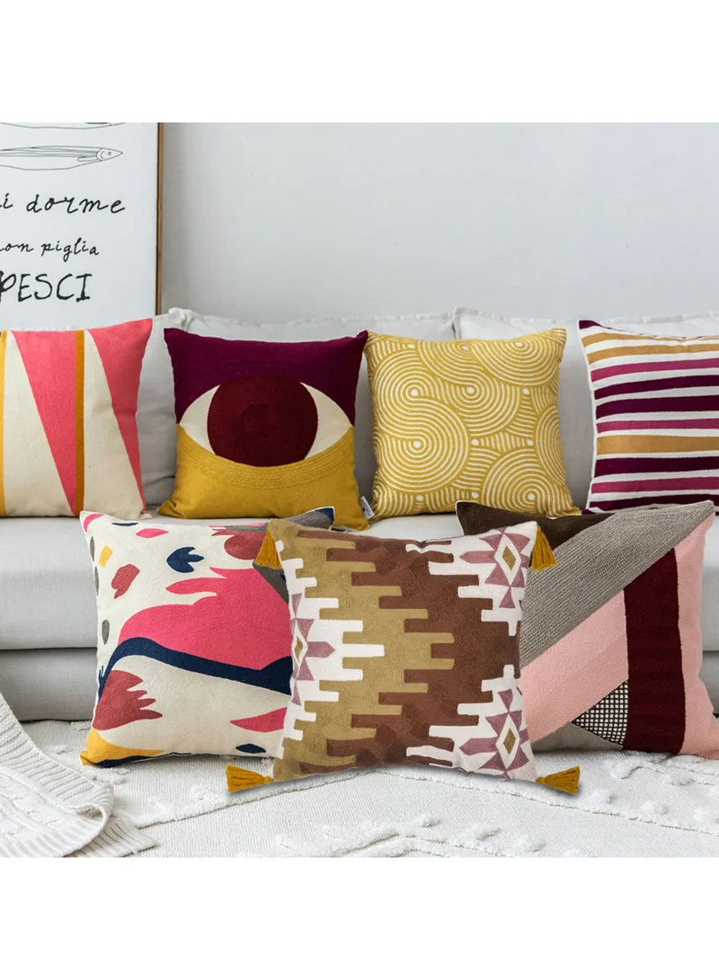 Donetella 2 Piece Embroidered Cushion cover (45x45 cm) without filler Multicolor