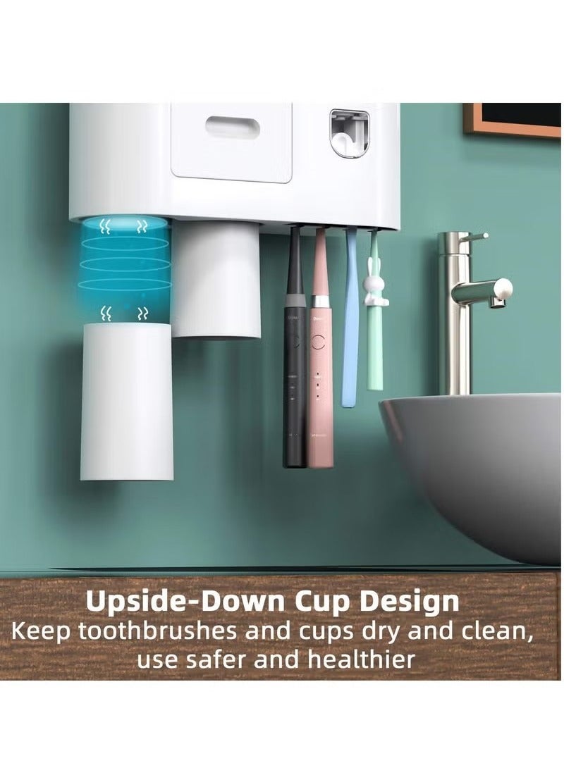 Beauenty Automatic Wall Mounted Toothpaste Dispenser And Toothbrush Holder With Two Magnetic Cups - Image 3