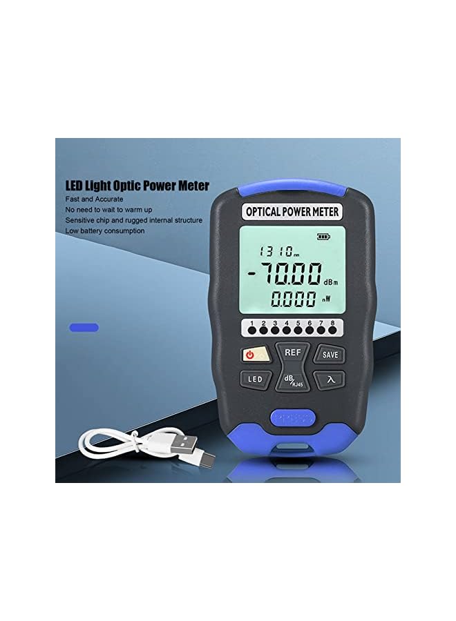 promass Optical Power Meter, 3 in 1 850 to 1650nm LED Rechargeable Fiber Optic Tester Plug and Play Easy to Operate Portable Fiber Power Meter for Communication Engineering Maintenance - Image 3