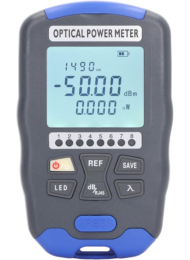 promass Optical Power Meter, 3 in 1 850 to 1650nm LED Rechargeable Fiber Optic Tester Plug and Play Easy to Operate Portable Fiber Power Meter for Communication Engineering Maintenance - Image 1