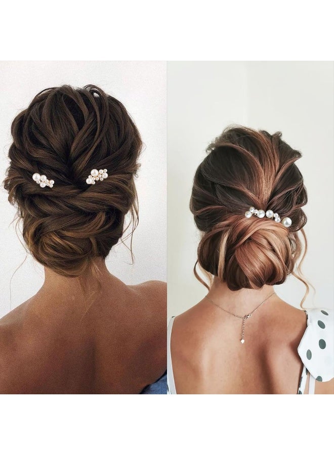 Soofam 7 pieces of Silver Wedding Bridal Pearl Hair Pins Clips Headpiece Jewelry. Hair ornaments for Bridesmaids, Brides, and Flower Girls. Pearl Style Jewelry. - Image 2