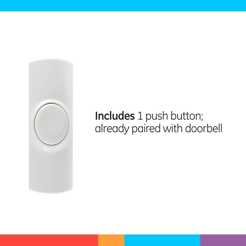 GE Wireless Doorbell Kit,Battery-Operated Receiver,1 Push Button door bell,2 Melodies,4 Volume Levels doorbell chime,classroom doorbell,150 Ft Range,Mountable,White,19247 - Image 4