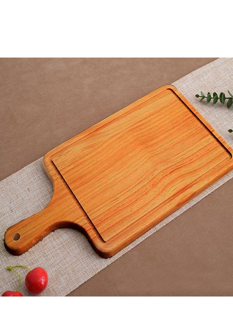 𝐅𝐅𝐃 Wood Cutting Board with Handle Tray For Baked Goods Bread And Cake Board Solid Wood Tray Pizza Peel Paddle for Homemade Steak Baking Bread Dessert Cake Fruit Vegetables  - Image 1