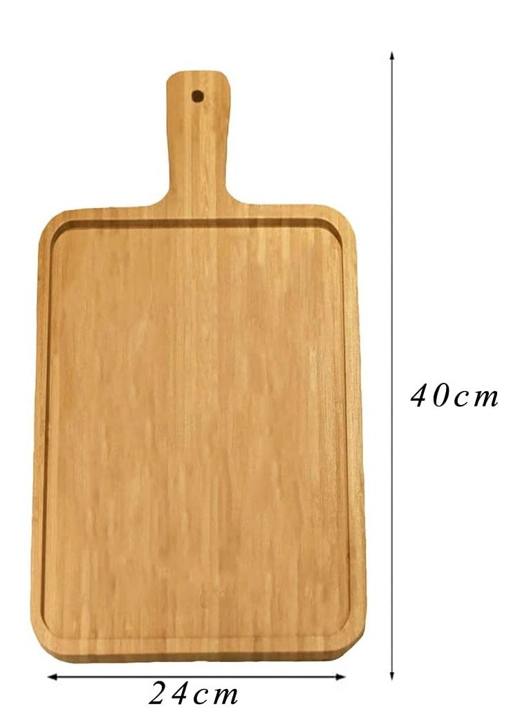 𝐅𝐅𝐃 Wood Cutting Board with Handle Tray For Baked Goods Bread And Cake Board Solid Wood Tray Pizza Peel Paddle for Homemade Steak Baking Bread Dessert Cake Fruit Vegetables  - Image 2