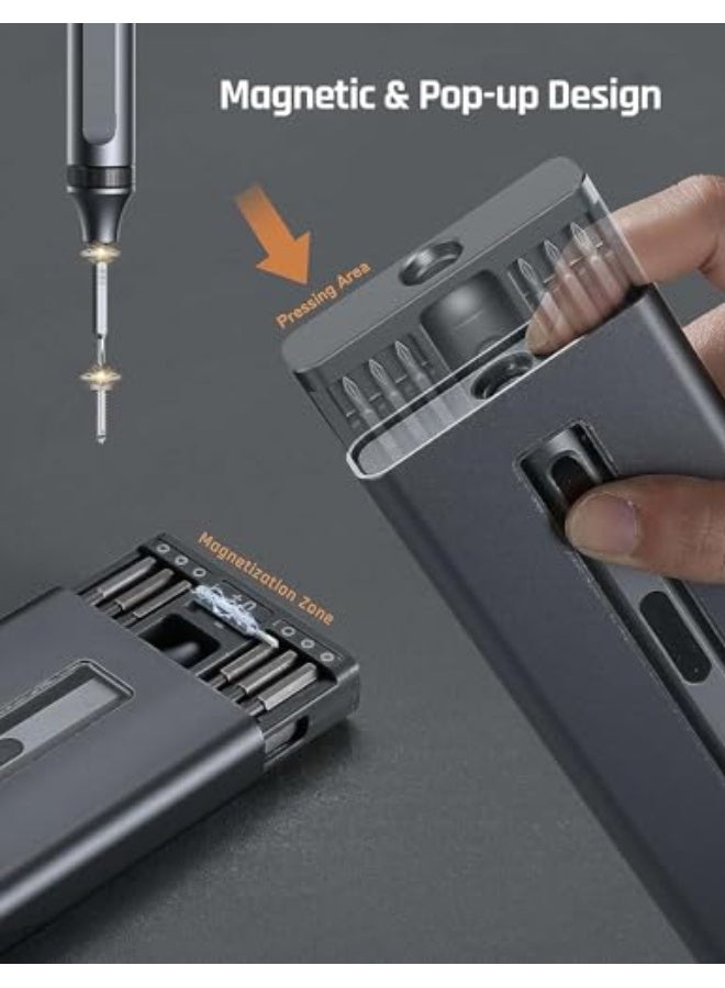 Azonee Mini Electric Screwdriver, 50 in 1 Electric Screwdriver Kit with 48 Magnetic Bits, Precision Screwdriver Cordless Repair Tool with Tweezers and Pry Bar - Image 2