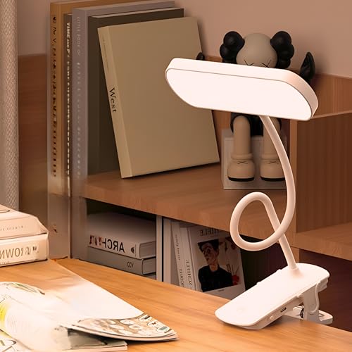XERGY LED Clip-On Book Light – 3 Color Modes | Dimmable | Type-C Rechargeable | 80H Long Battery | Eye-Caring Flexible Reading Lamp for Bed, Desk & Travel (White) - Image 1
