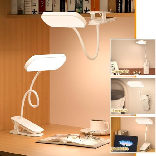 XERGY LED Clip-On Book Light – 3 Color Modes | Dimmable | Type-C Rechargeable | 80H Long Battery | Eye-Caring Flexible Reading Lamp for Bed, Desk & Travel (White) - Image 3