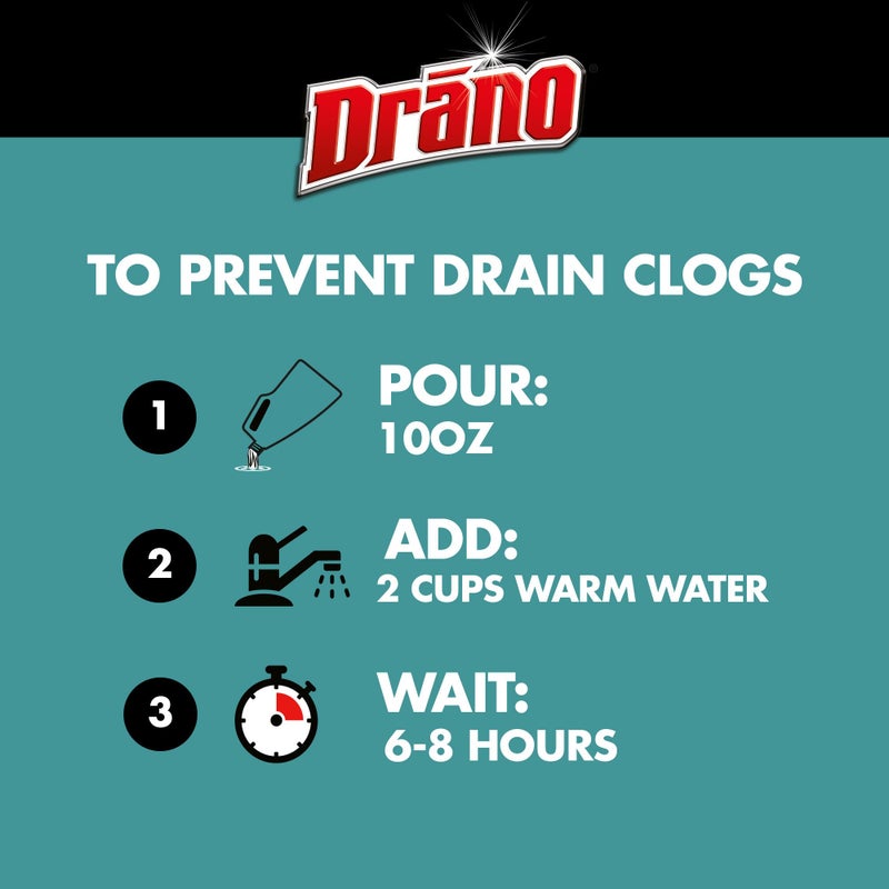Drano Max Build Up Remover Drain Clog Remover and Cleaner, Great for Clog Prevention, Commercial Line, 60 oz - Image 5