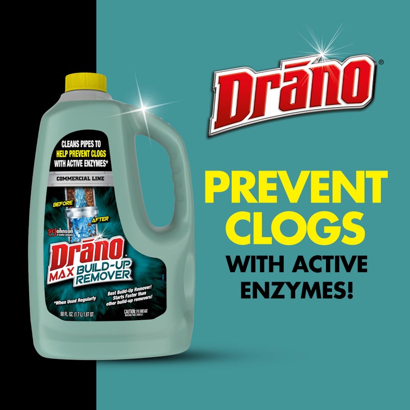 Drano Max Build Up Remover Drain Clog Remover and Cleaner, Great for Clog Prevention, Commercial Line, 60 oz - Image 3