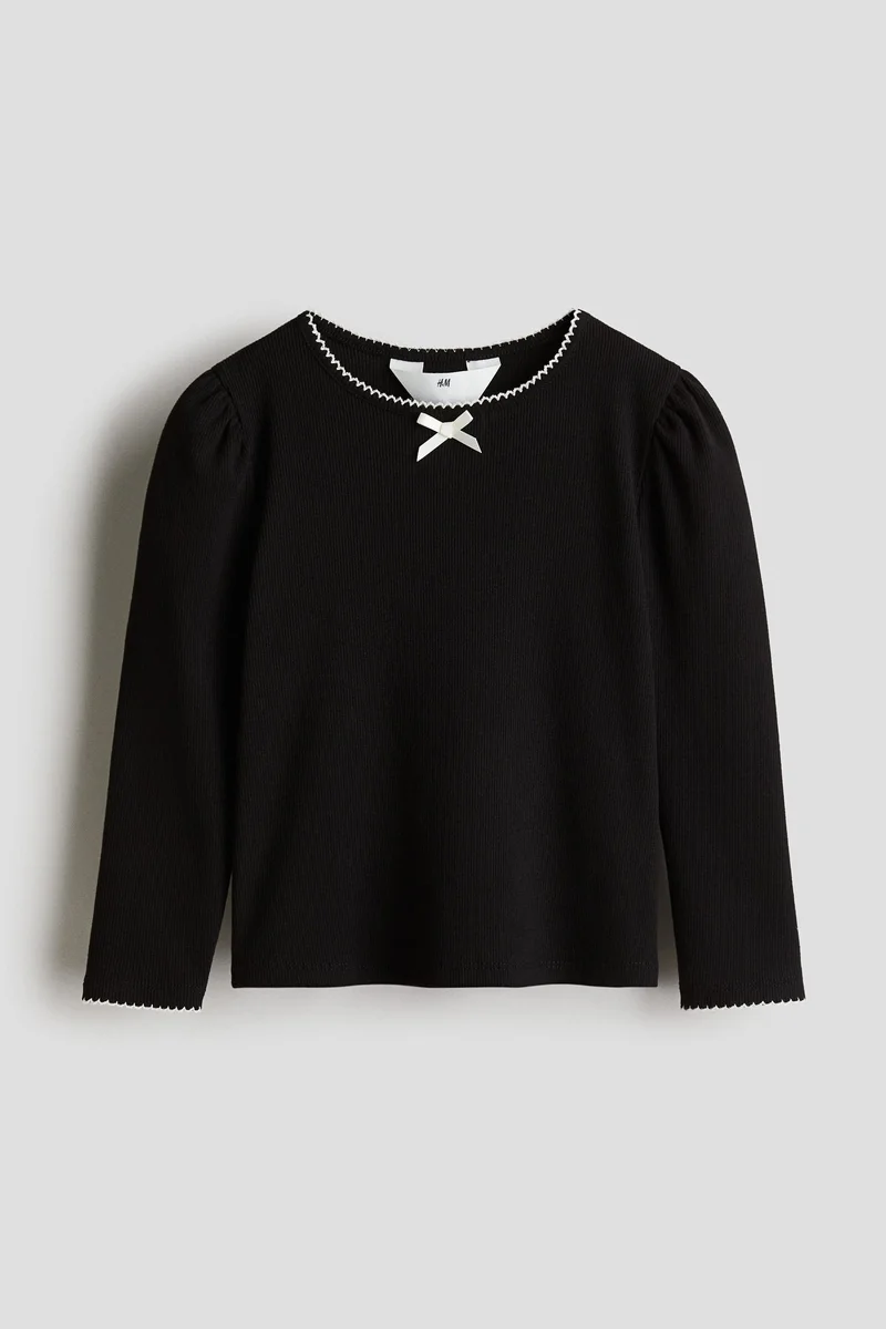 H&M Picot-trimmed jersey top