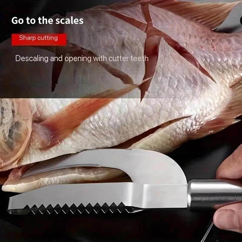 Ngel NGEL Stainless Steel 3 in 1 Fish Maw Knife || Scaler Remover with Saw Tooth Easily Remove || Multi-Purpose Kitchen Tool for Filleting, Gutting & Scaling (Pack of 1) (Fish Knife)  - Image 4