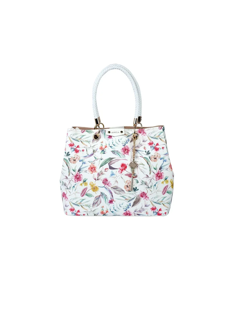 AMICA Amoura Floral Printed Leather Medium Tote Handbag for Women