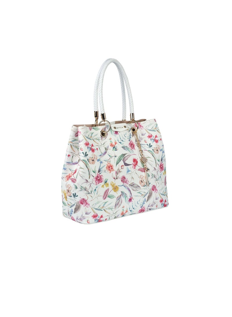 AMICA Amoura Floral Printed Leather Medium Tote Handbag for Women - Image 3