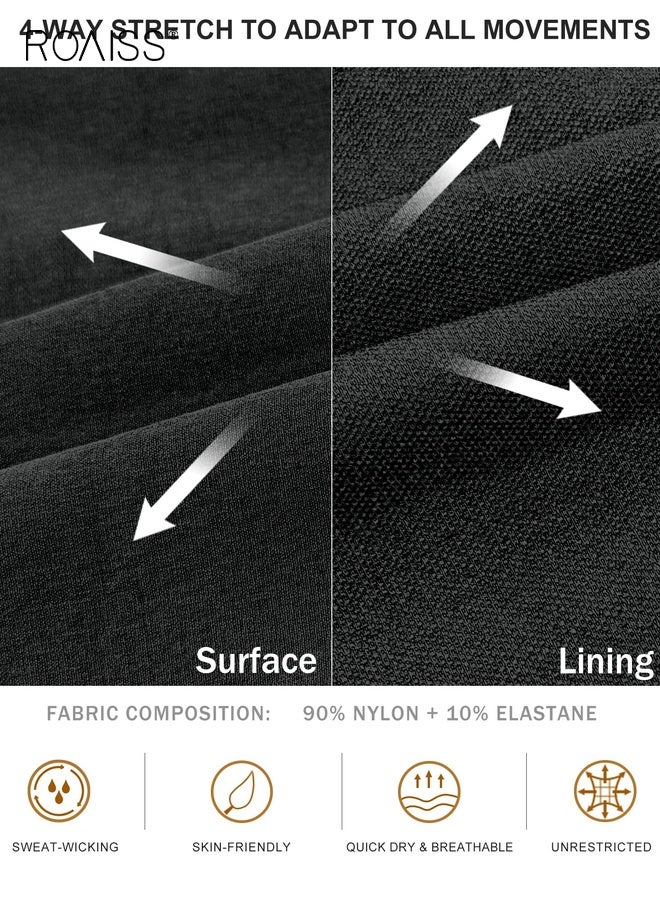 roaiss Men's Cargo Jogger Pants Stretch Sweatpants Slim Fit Tactical Pants with Zipper Pockets Casual Trousers Outdoor Sports Pure Black Trousers - Image 3