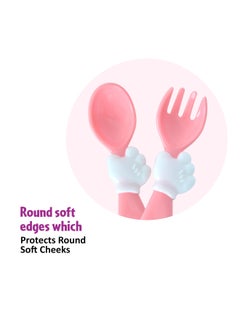 Disney Minnie Dinnerware Fork & Spoon Set For Kids Reusable Bpa Free Easy To Hold  Pink  - Image 3