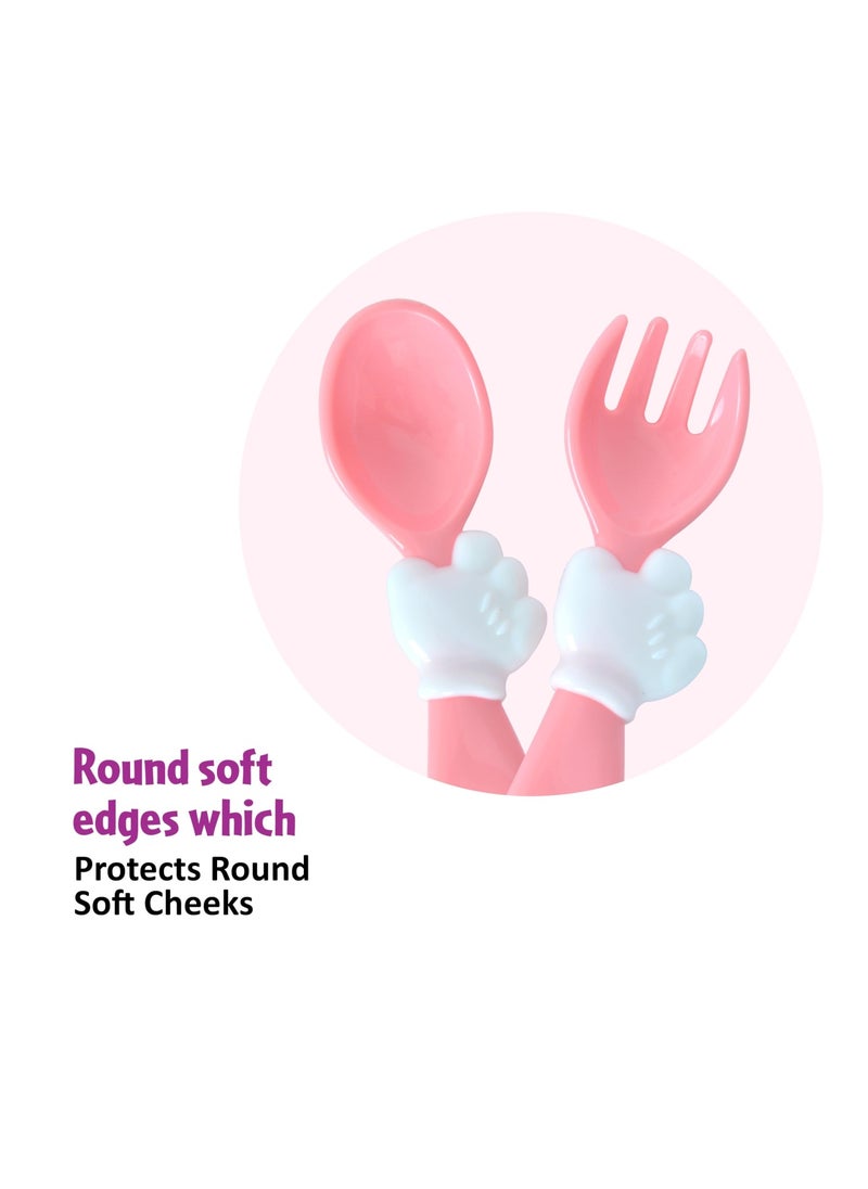 Disney Minnie Dinnerware Fork & Spoon Set For Kids Reusable Bpa Free Easy To Hold  Pink  - Image 3