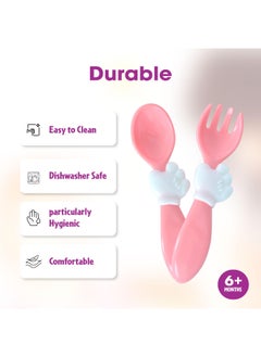 Disney Minnie Dinnerware Fork & Spoon Set For Kids Reusable Bpa Free Easy To Hold  Pink  - Image 2