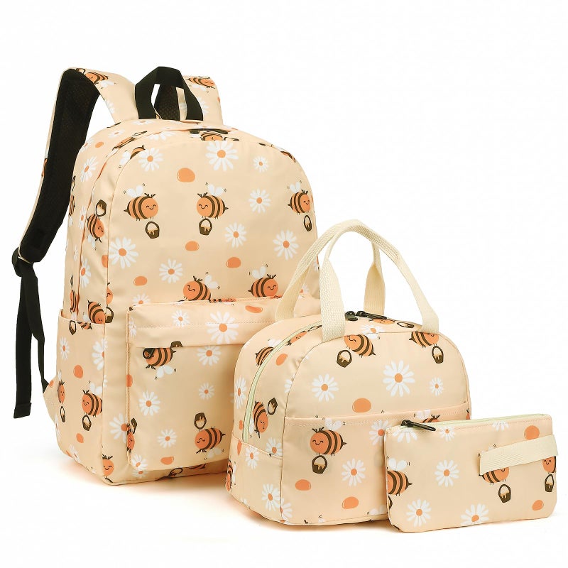 Yusudan Girls School Backpack Set Kids Teens School Bag Bookbag with Lunch Bag Pencil Bag Bee - Image 2