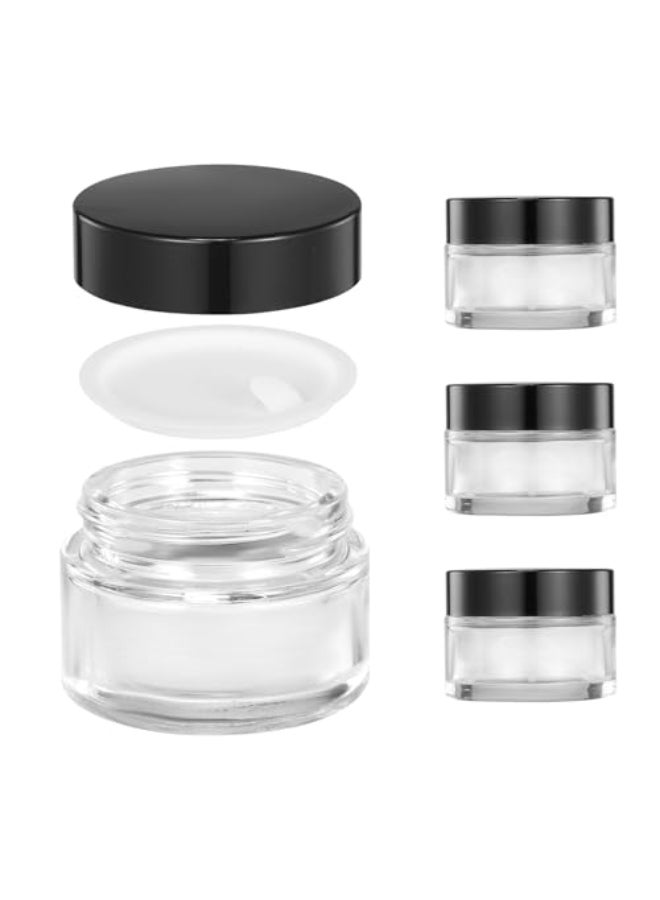 ZIYIZE 4 Pack Clear Small Glass Jars with Lids and Inner Liners 30 ml Reusable Small Glass Containers for Creams Lotion Cosmetic Spice Powder - Image 1