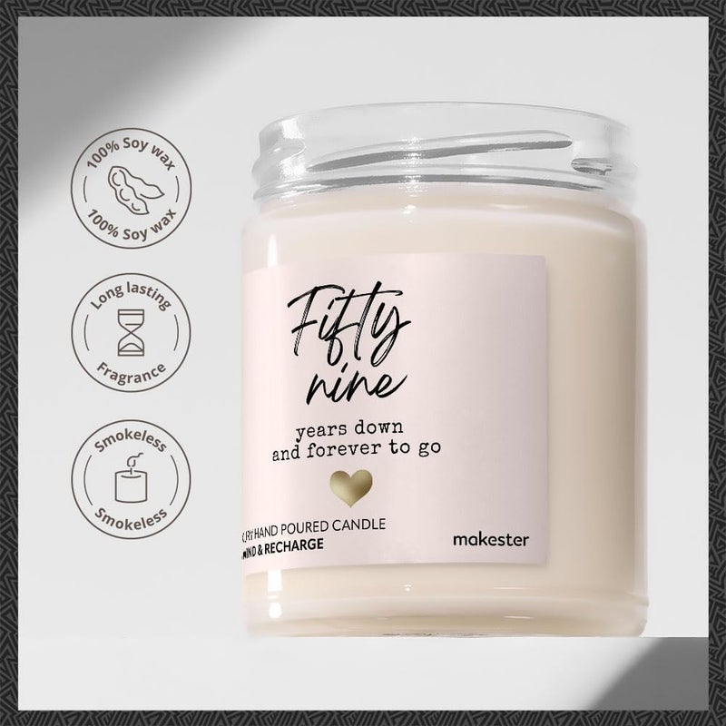 Makester 59th Wedding Anniversary Candle Gift - Luxury Soy Wax - Vanilla, Jasmine, Sugared Almond - Makester - Image 2