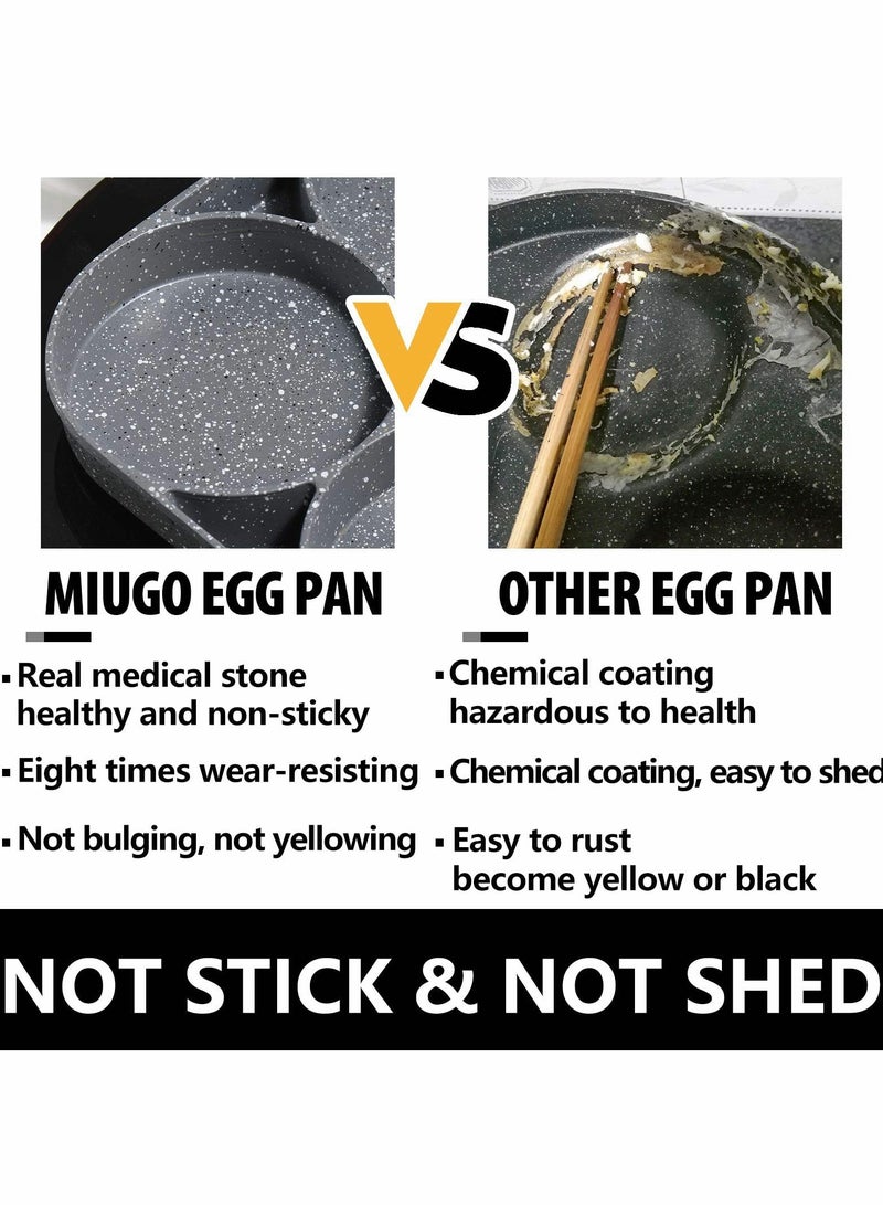 Egg Pan,4-Cup Nonstick Egg Frying Pan,Easy Clean Egg Cooker Omelet Pan For Breakfast Swedish Pancake,Crepe Pan,Compatible with all heat sources(3-inch eggs) - Image 2