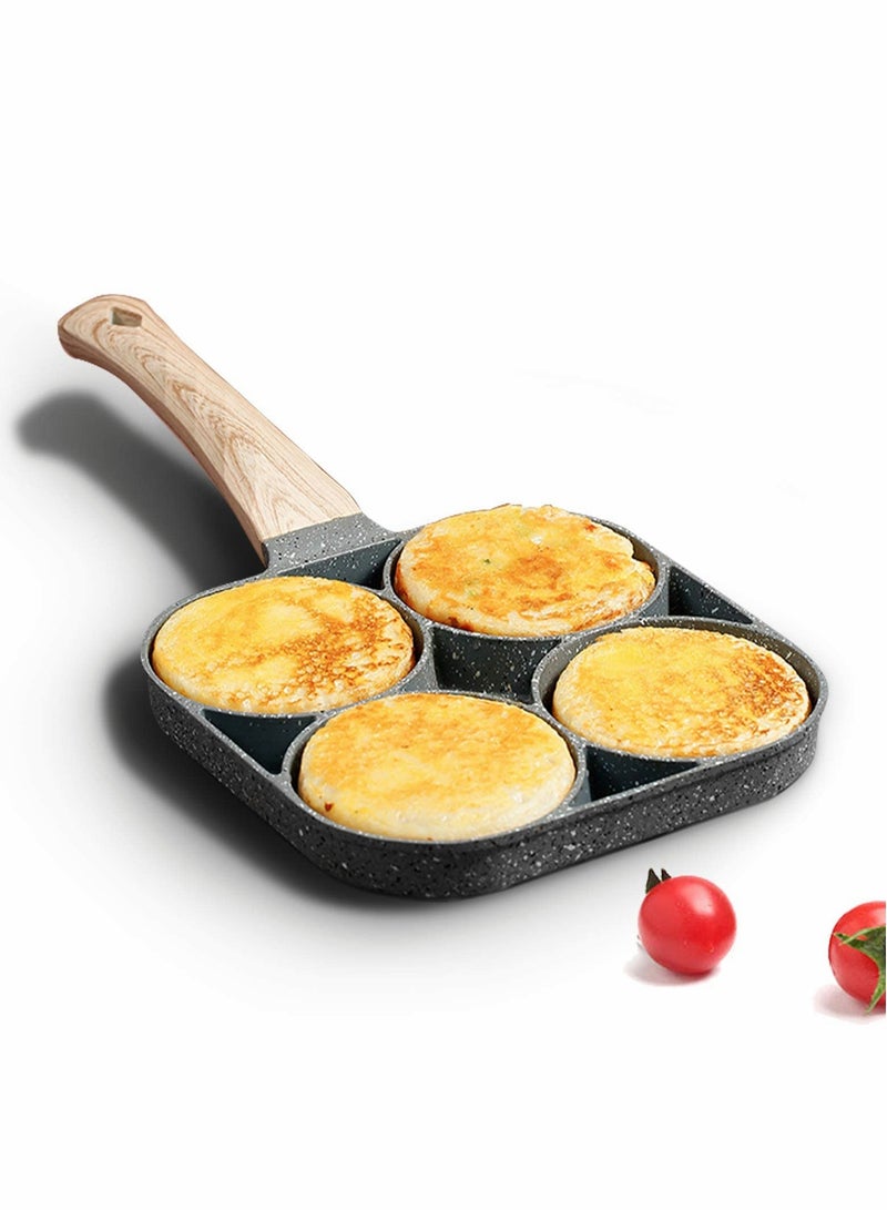 Egg Pan,4-Cup Nonstick Egg Frying Pan,Easy Clean Egg Cooker Omelet Pan For Breakfast Swedish Pancake,Crepe Pan,Compatible with all heat sources(3-inch eggs) - Image 1