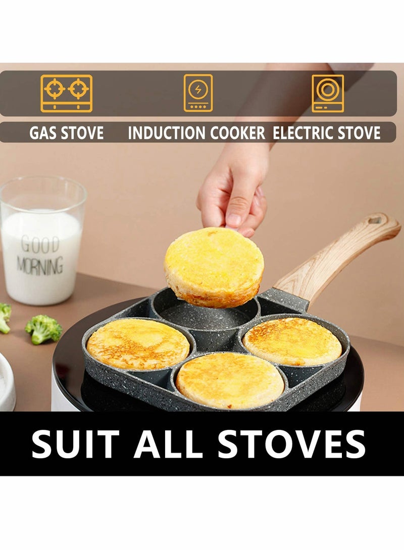 Egg Pan,4-Cup Nonstick Egg Frying Pan,Easy Clean Egg Cooker Omelet Pan For Breakfast Swedish Pancake,Crepe Pan,Compatible with all heat sources(3-inch eggs) - Image 4