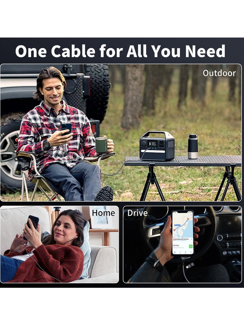 Zikra USB C Charger Cable, 60W/3A USB C to USB Adaptor With iOS/Type C/USB A Ports 4 in 1 for iPhone 15 14 13 Pro Max iPad Samsung S24 S23 Ultra Z Flip 5 Multi USB to USB C Cable, Black - Image 4