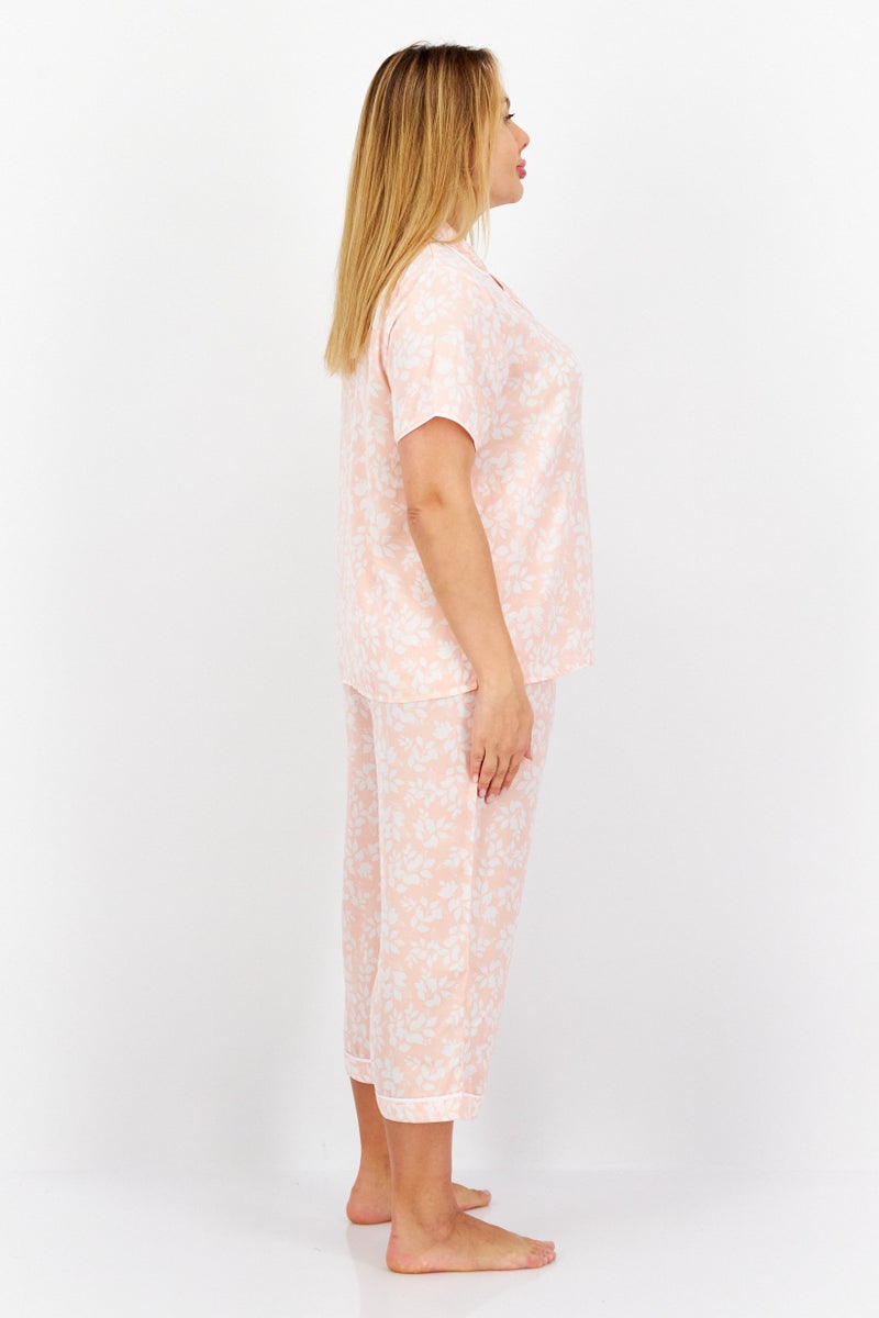 ANNE KLEIN Women 2Pcs Floral Print Pajama Sets, Pink - Image 3