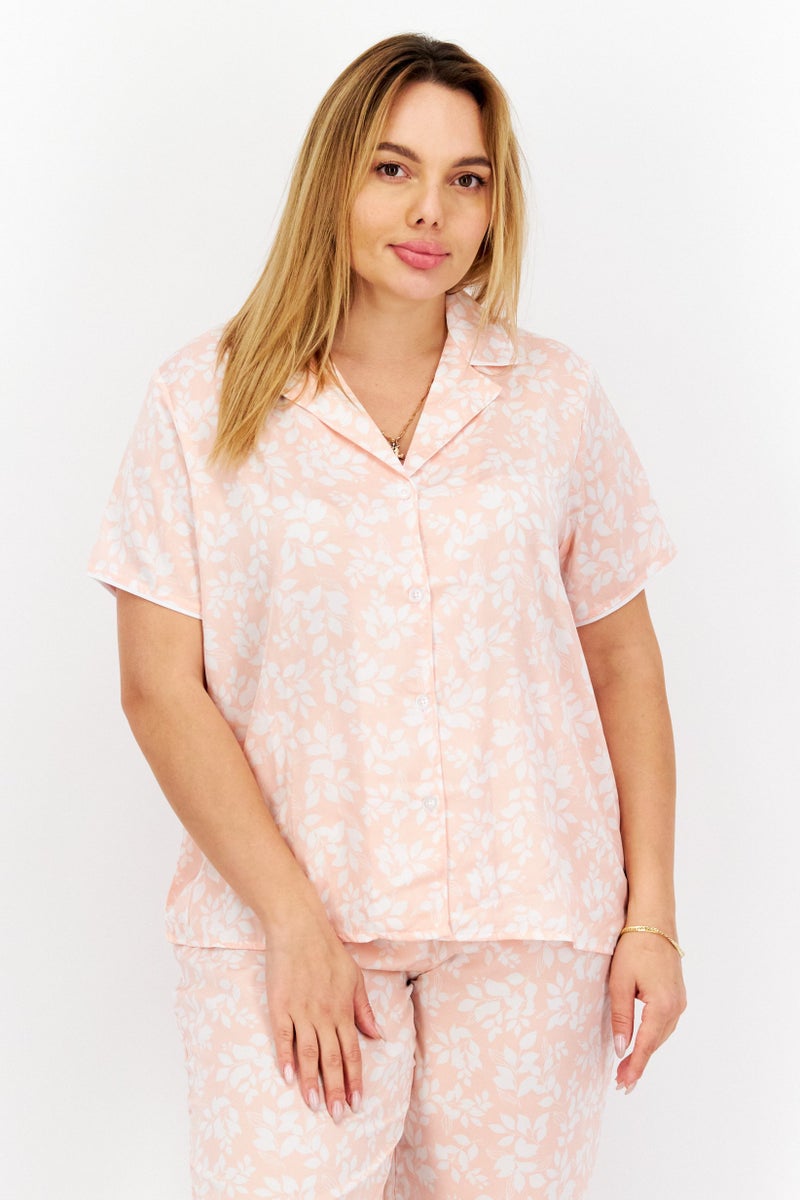 ANNE KLEIN Women 2Pcs Floral Print Pajama Sets, Pink - Image 4