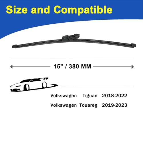 SIMPWIBLD 15 inch Rear Wiper blades Replacement for 2018-2022 Volkswagen Tiguan Windshield wiper blades (Pack of 1) - Image 2