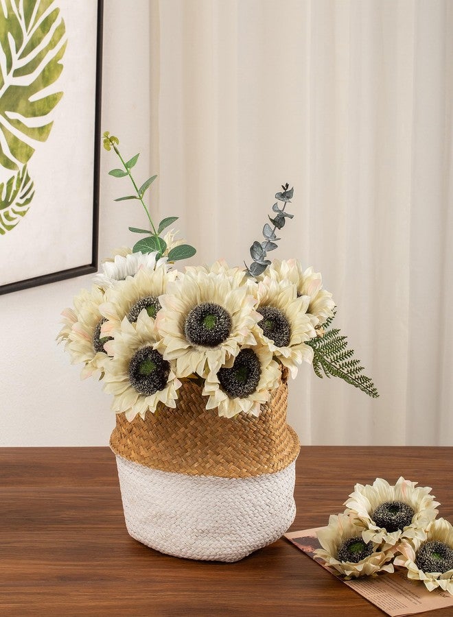 DuHouse 12pcs Artificial Sunflowers with Long Stems 5.5" Silk Sunflowers Bulk for Wedding Home Garden Outdoor Party Decoration(Beige) - Image 2