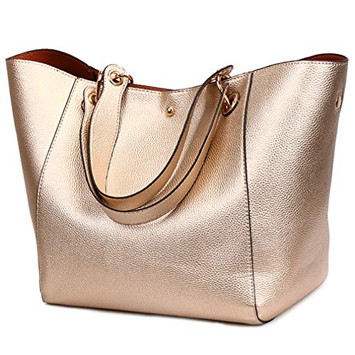 Pahajim Large Capacity Work Tote Bag for Women Ladies Bucket Purses and Handbags Designer Travel Shoulder purse (Rose gold) - Image 1