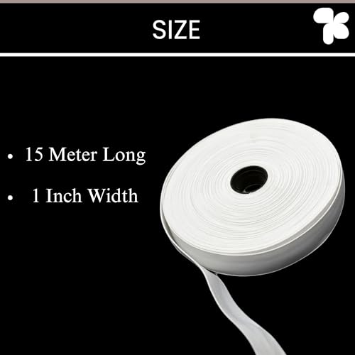 AMPEREUS | Braided Elastic Band White Elastic (15 Meters, 1 inch) Cord Heavy Stretch High Elasticity Knit Elastic Band, Ideal for Tailoring/Sewing, Fashion Designing, Boutique, Stitching - Image 3
