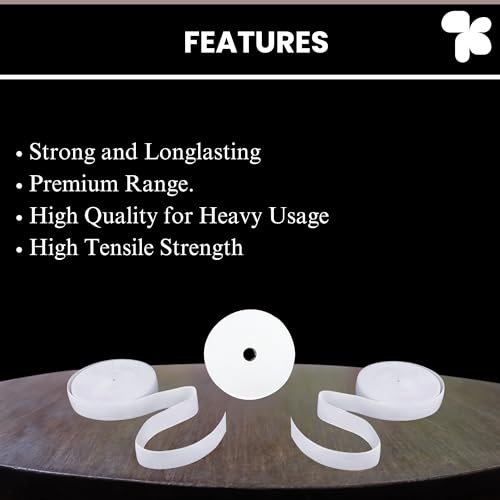 AMPEREUS | Braided Elastic Band White Elastic (15 Meters, 1 inch) Cord Heavy Stretch High Elasticity Knit Elastic Band, Ideal for Tailoring/Sewing, Fashion Designing, Boutique, Stitching - Image 4