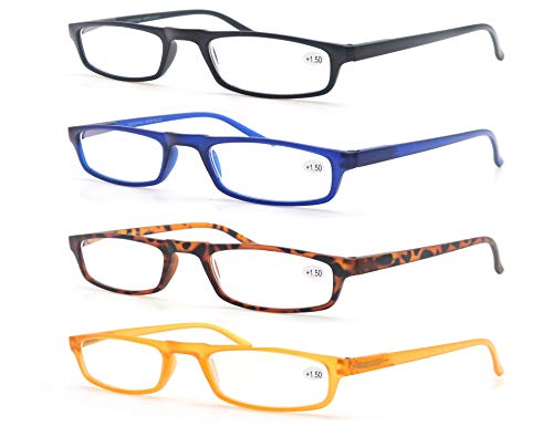 MODFANS Reading Glasses 204 Pairs Fashion Readers Narrow Frame Spring Hinge for Men Women