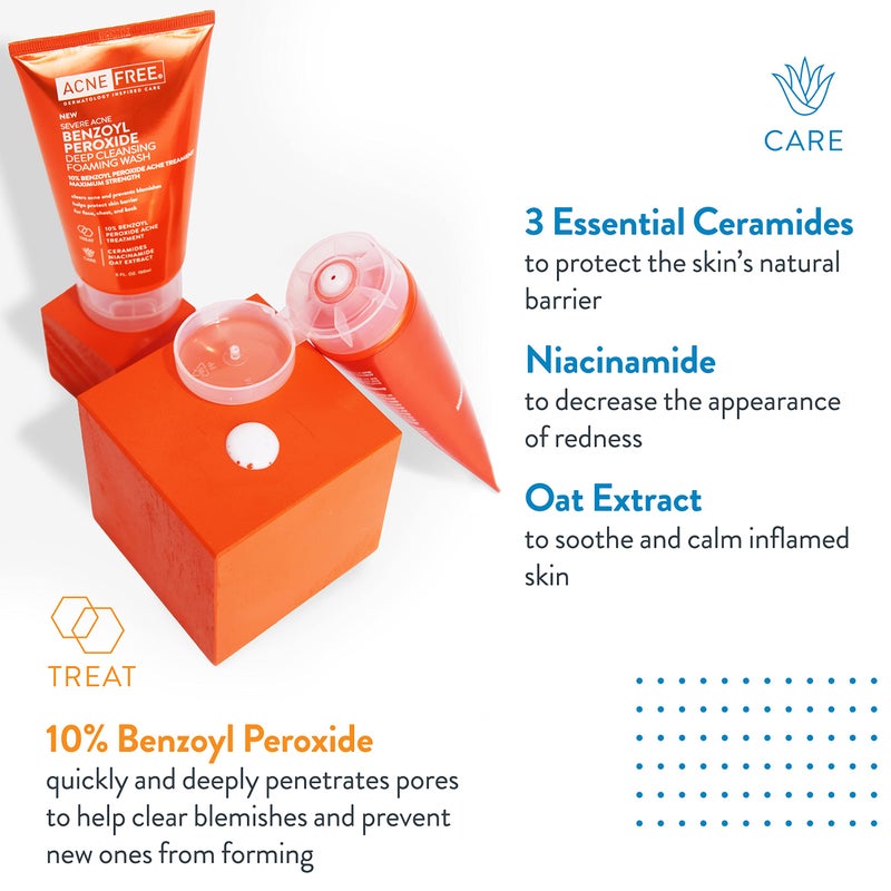 AcneFree Severe Acne 10% Benzoyl Peroxide Foaming Cleansing Wash, 5 Ounce - Image 3