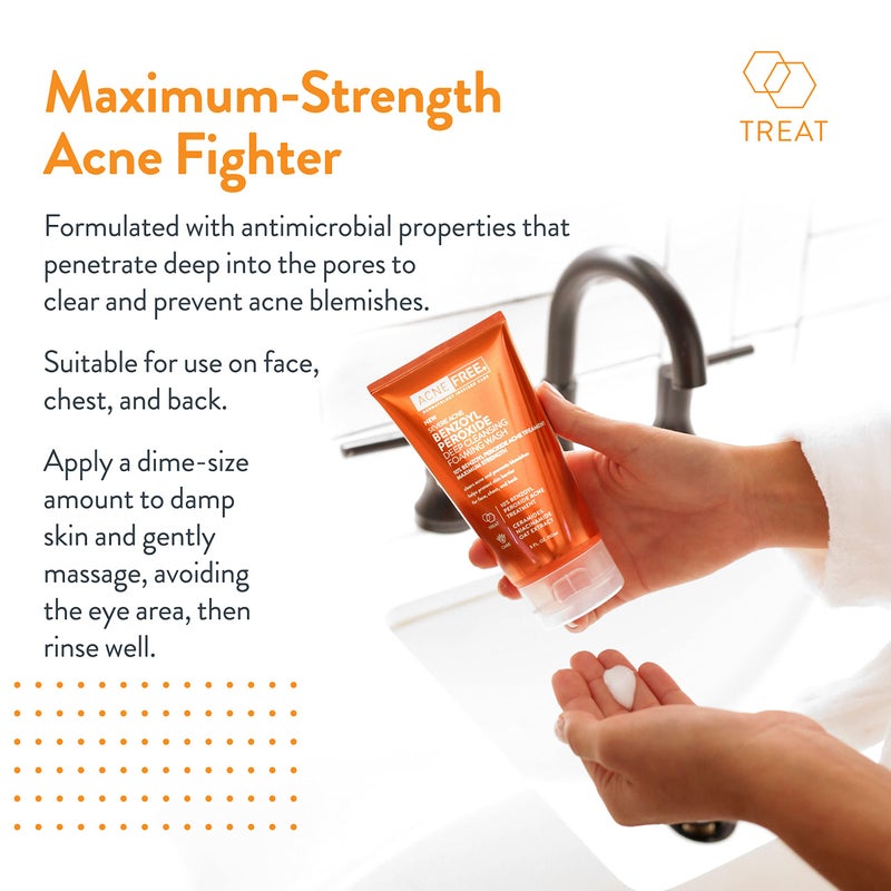 AcneFree Severe Acne 10% Benzoyl Peroxide Foaming Cleansing Wash, 5 Ounce - Image 4