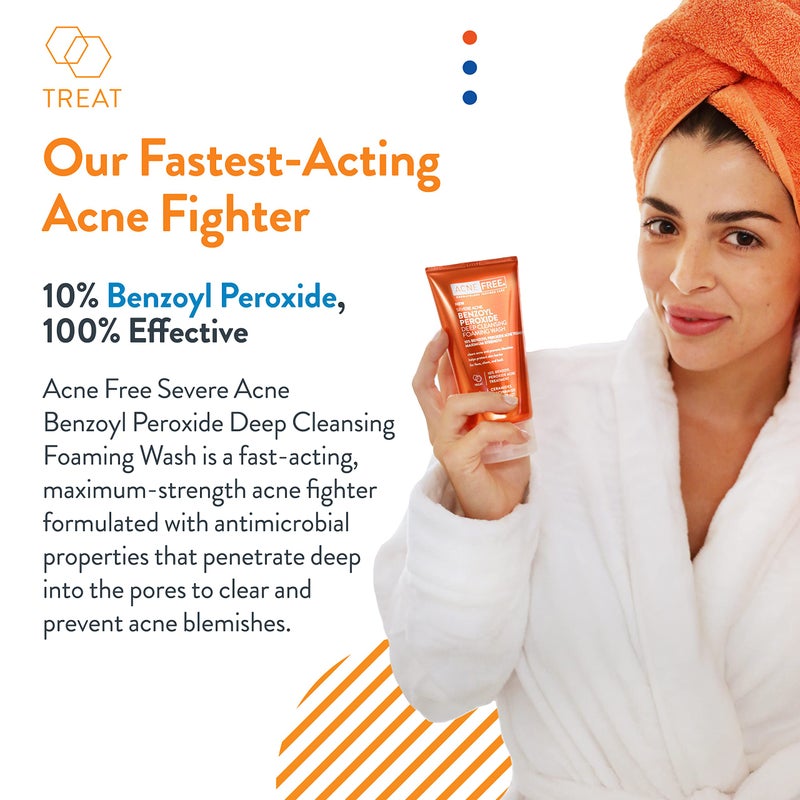 AcneFree Severe Acne 10% Benzoyl Peroxide Foaming Cleansing Wash, 5 Ounce - Image 2
