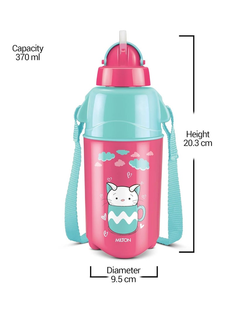 ميلتون زجاجة مياه بلاستيكية معزولة للأطفال Kool Trendy 400 مع شفاطة سعة 370 مل مقاومة للتسرب وخالية من مادة BPA مناسبة للطعام زجاجة مدرسية ونزهة Cherry Piink - Image 2