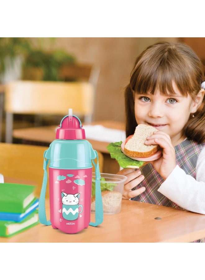 ميلتون زجاجة مياه بلاستيكية معزولة للأطفال Kool Trendy 400 مع شفاطة سعة 370 مل مقاومة للتسرب وخالية من مادة BPA مناسبة للطعام زجاجة مدرسية ونزهة Cherry Piink - Image 3