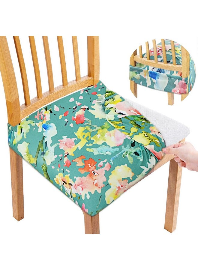 ALERMO Universal Size Dining Chair Seat Cover Set of 6 Seater pcs are Easily Washable Strechable and Comfortable for Dining Room Home Decor Slip Cover (Green Floral), Spandex - Image 4