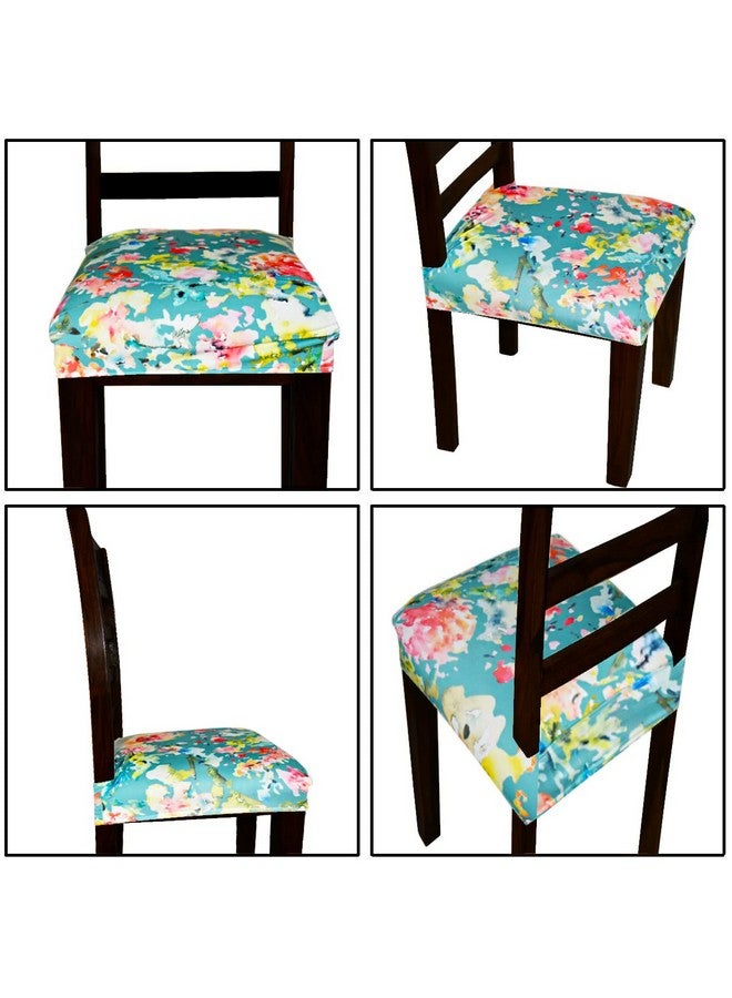 ALERMO Universal Size Dining Chair Seat Cover Set of 6 Seater pcs are Easily Washable Strechable and Comfortable for Dining Room Home Decor Slip Cover (Green Floral), Spandex - Image 3