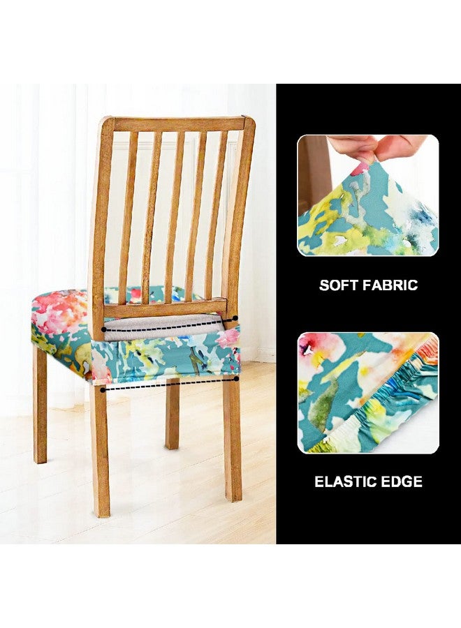 ALERMO Universal Size Dining Chair Seat Cover Set of 6 Seater pcs are Easily Washable Strechable and Comfortable for Dining Room Home Decor Slip Cover (Green Floral), Spandex - Image 5
