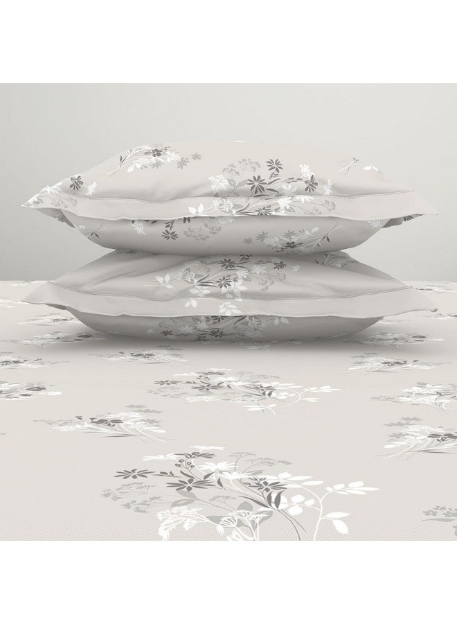 Welspun 120 TC Polycotton Bedsheet for Double Bed with 2 Pillow Cover | Skin Safe & Super Soft Queen Size Bed Sheet | (88 X 100 Inch) - Floral Grey | Harmony - Image 5